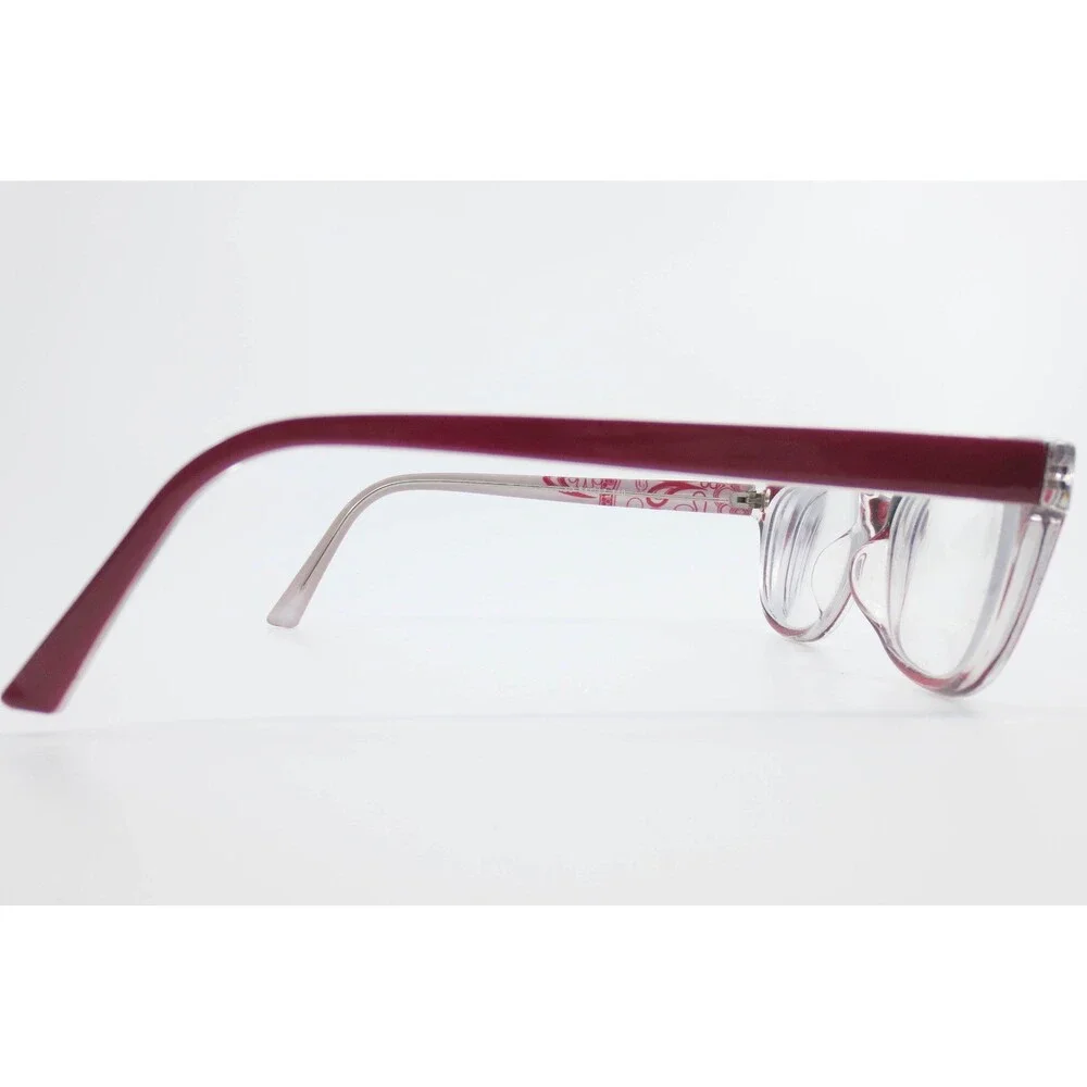 Modern Holiday Eyeglasses Red Oval Frames 54-17-140 Patterned Temples 39301